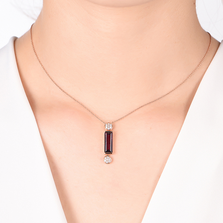Rhodolite Bar Necklace