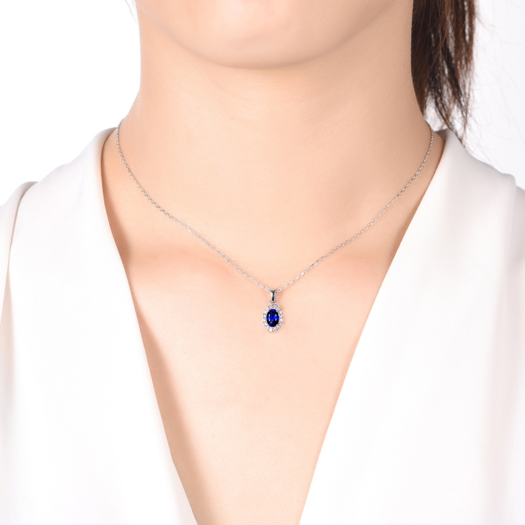 Blue Sapphire and Diamond Pendant