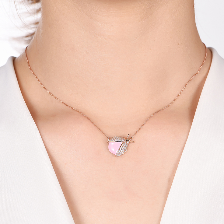 Enamel Lady Bird Necklace