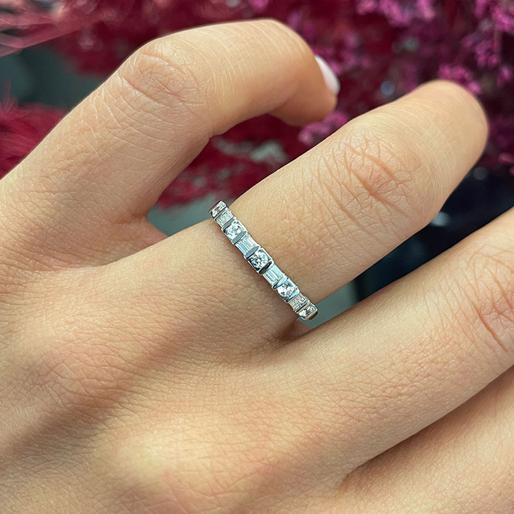 Partial Bezel set Wedding Ring