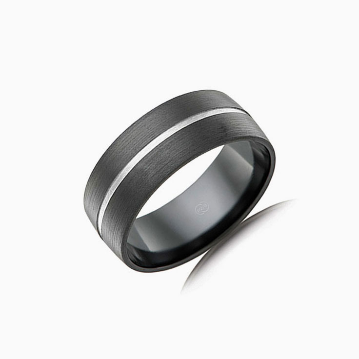 Zirconium Grooved Mens ring B4446