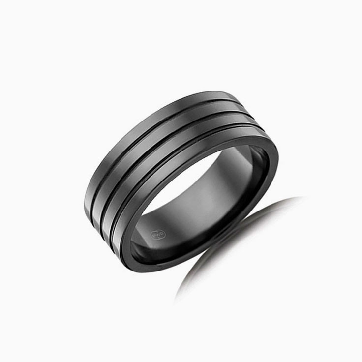 Zirconium Grooved Wedding ring F4436