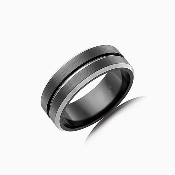 Grooved Zirconium Mens Ring FB4438
