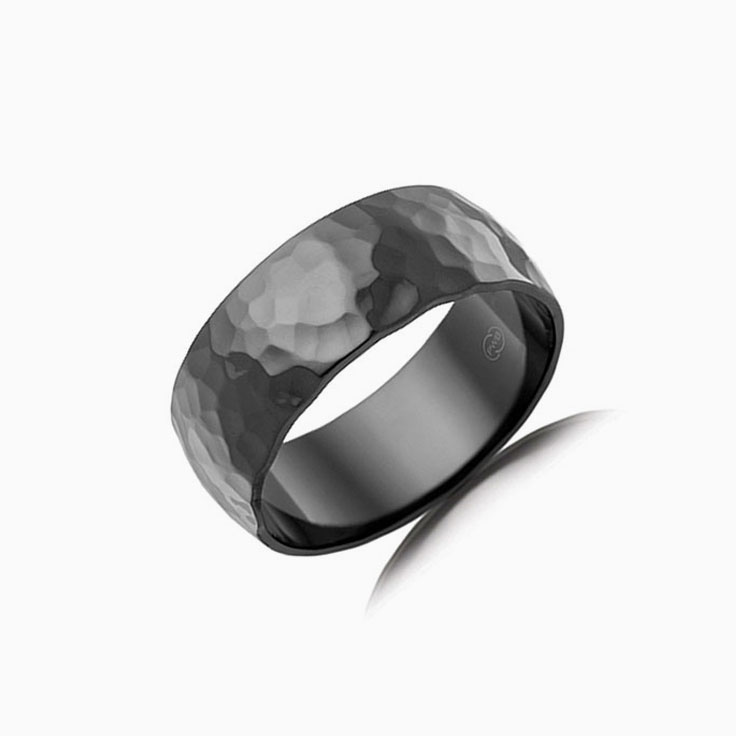Hammered Finish Zirconium Wedding Band