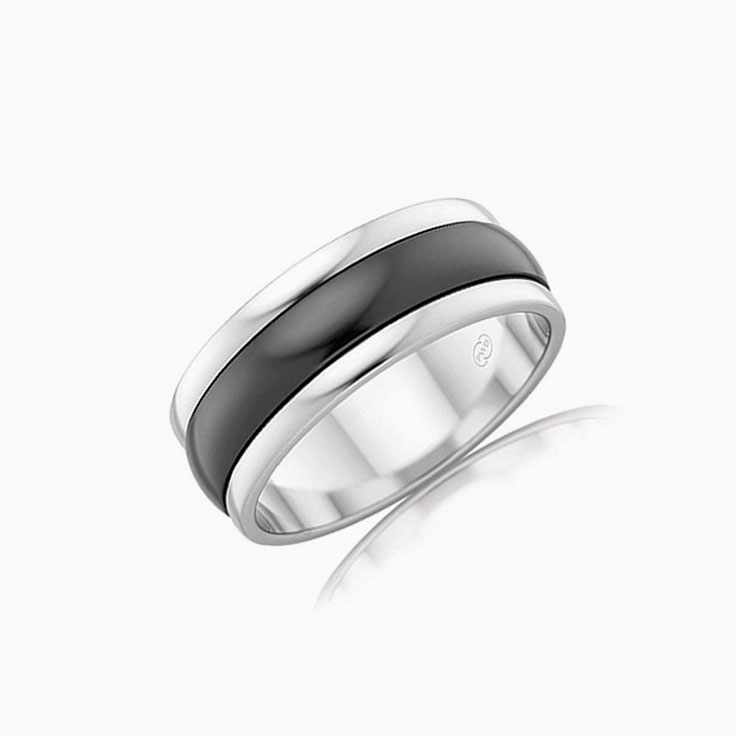 Two tone Mens Zirconium ring ZRJ4410