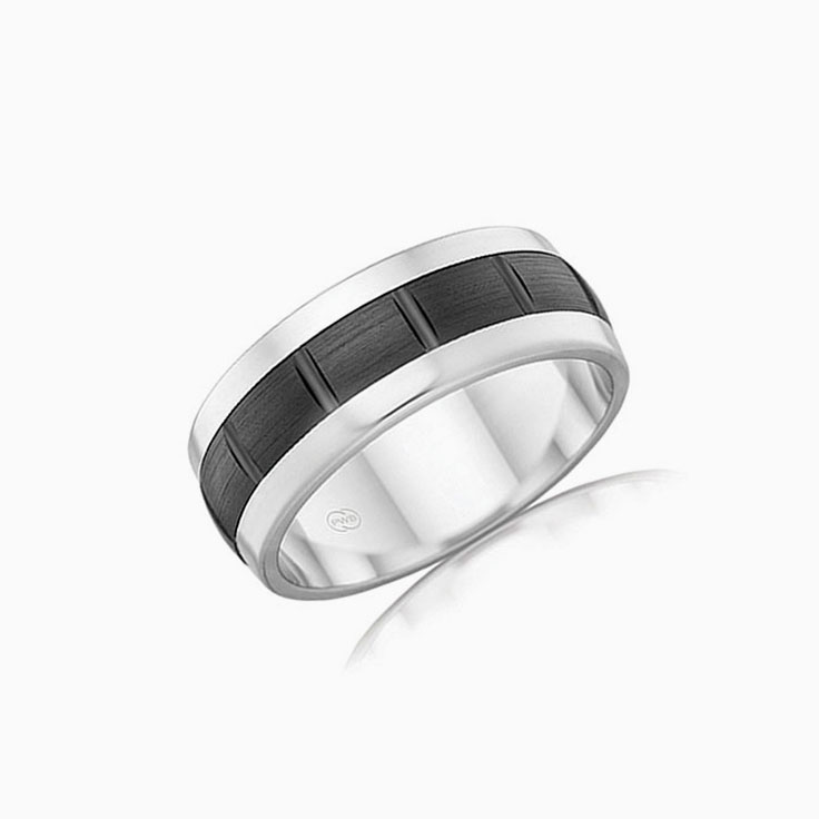 Two tone Mens Zirconium ring ZRJ4412