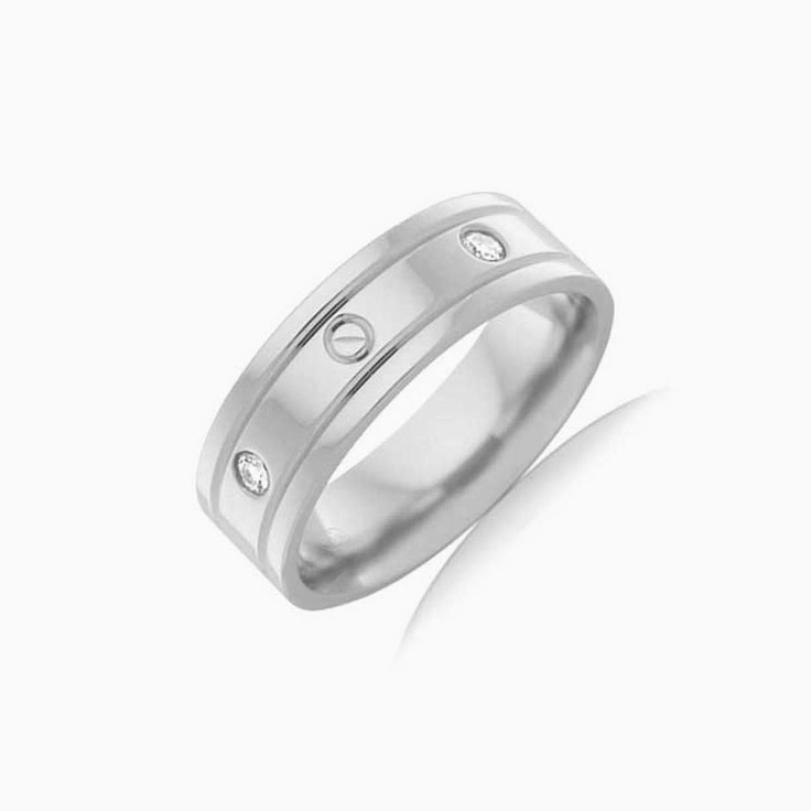 Diamond Grooved Mens Ring F3421