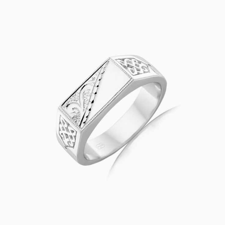 Carved mens signet ring