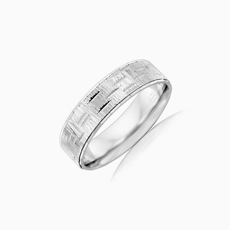 Patterned Mens Wedding Ring F433