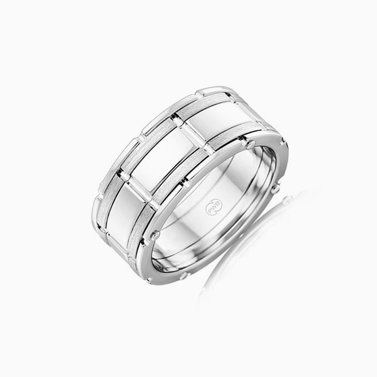 Patterned Mens Wedding Band J3940
