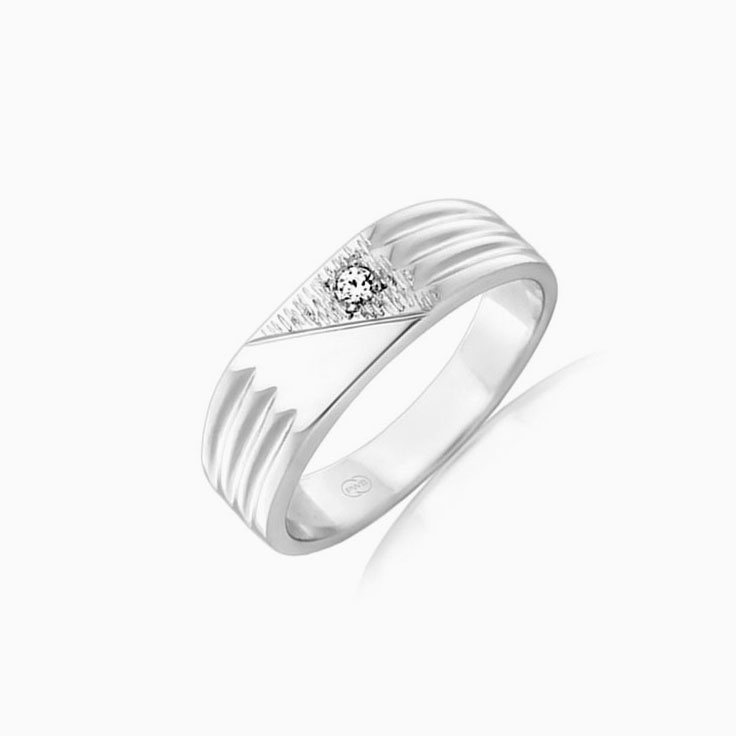 Hand Carved Mens Ring With Diamond