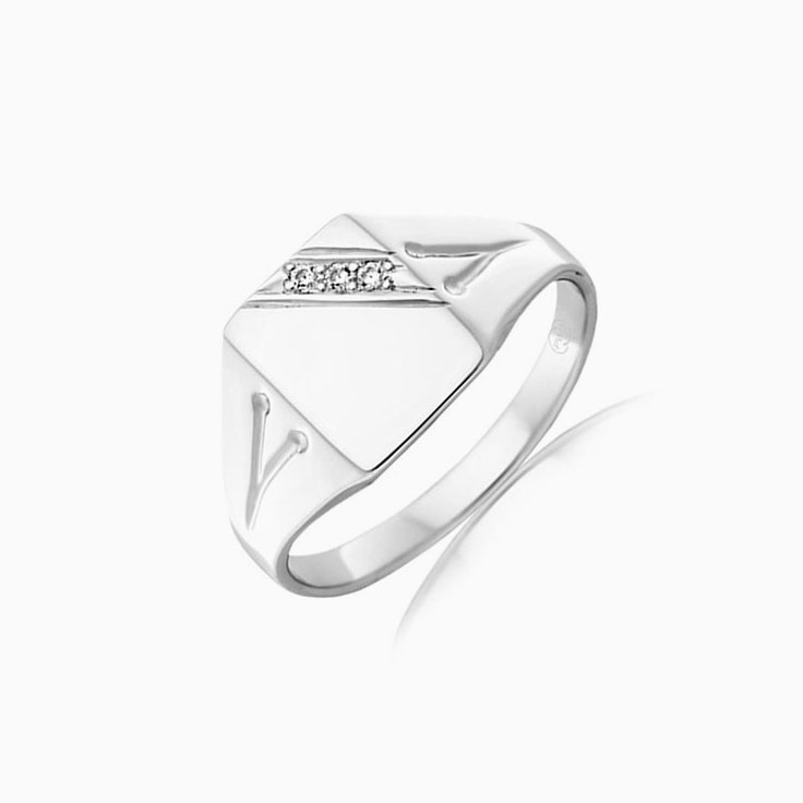 Diamond Rectangle Signet Mens Ring