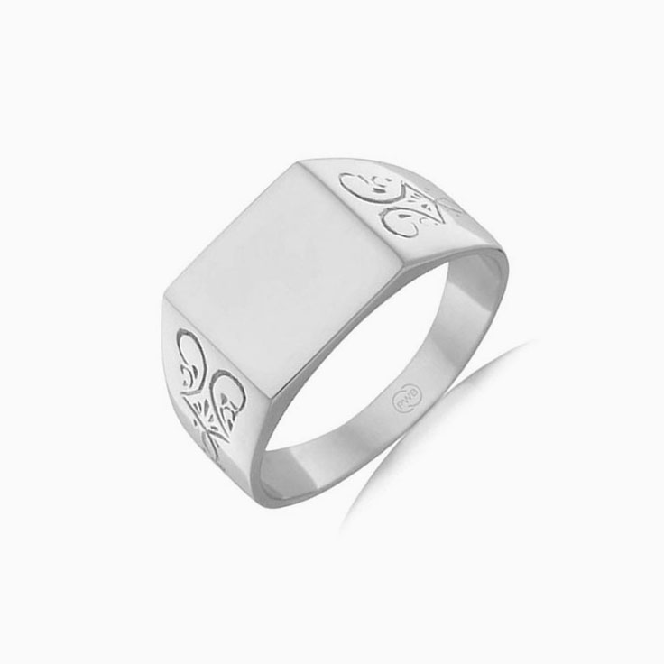 Carved Mens Signet Rectangle Ring
