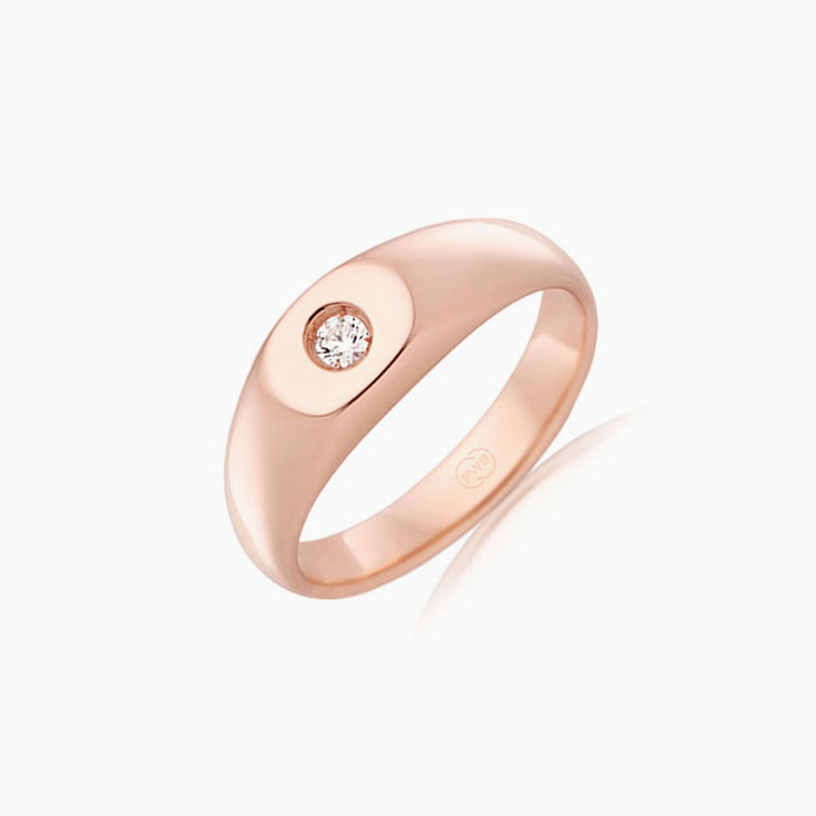 Sleek Mens Signet Ring With Diamond