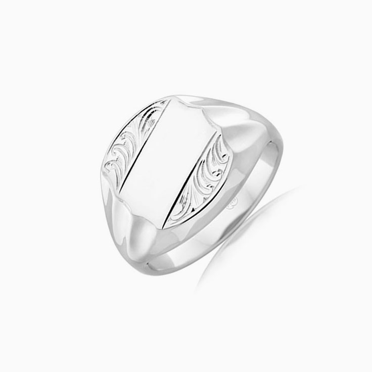 Carved Wavy Signet ring
