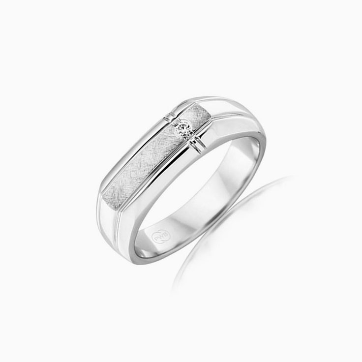 Brushed Finish Diamond Signet Ring