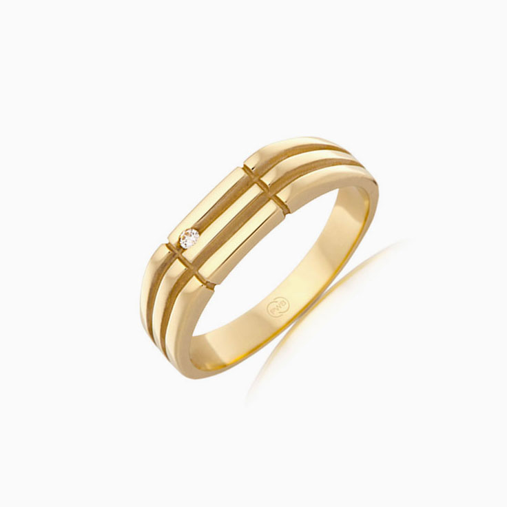 Double Grooved Mens Signet Ring