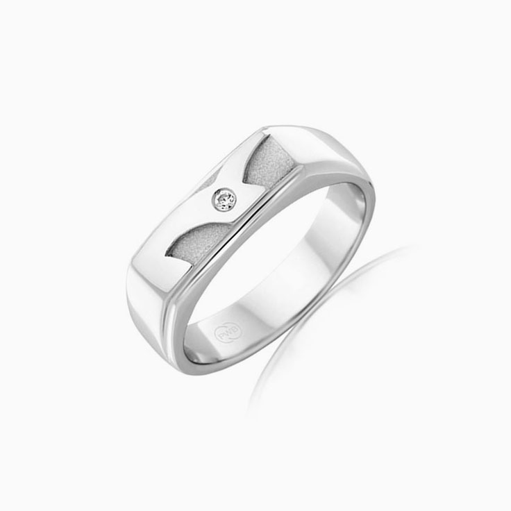 Carved Diamond Signet Ring