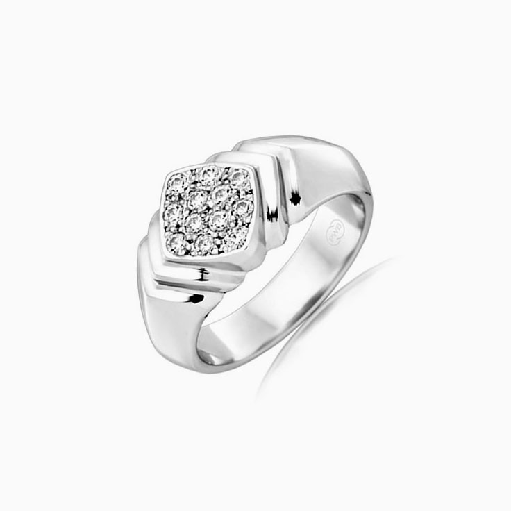 Diamond Cluster Mens Wedding Band