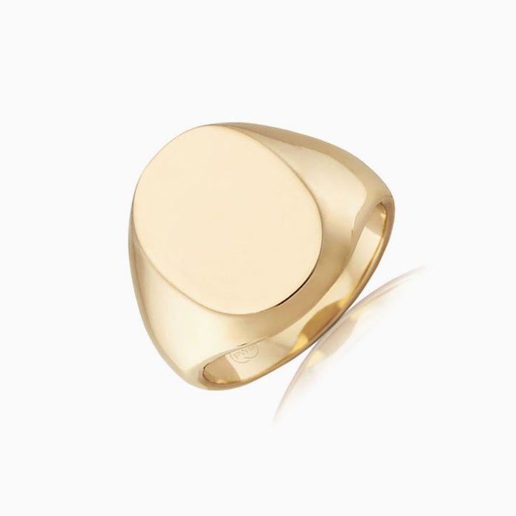 Classic Oval Signet Mens Wedding Band