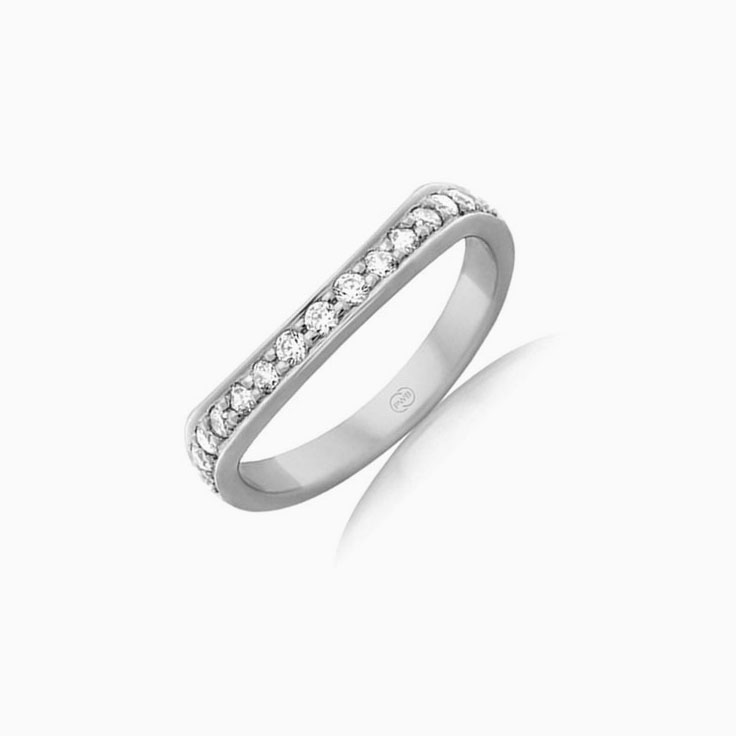 Curved Diamond Womens Wedding Ring