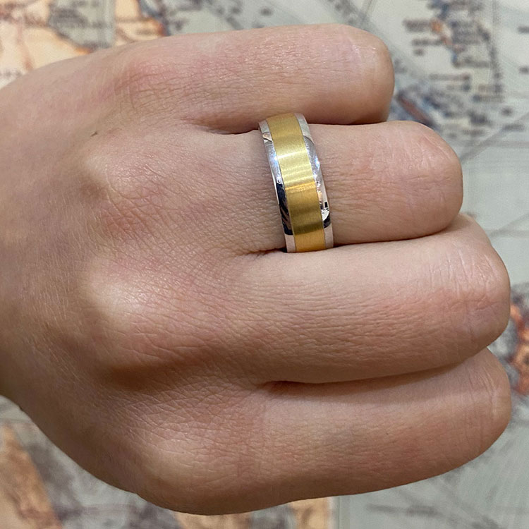 Two tone mens wedding band 2T1265