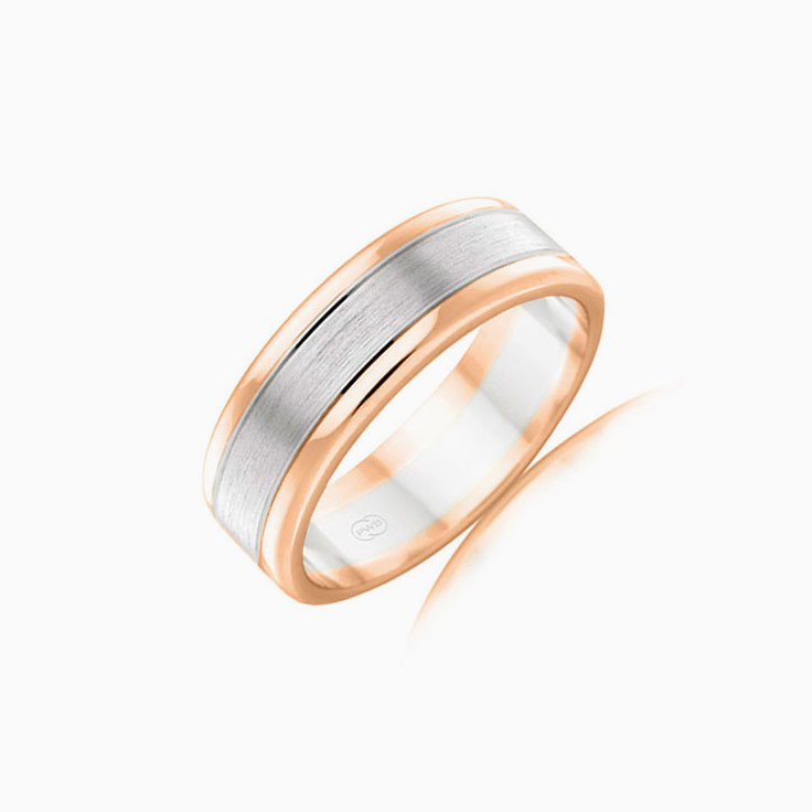 Two tone Mens Wedding Ring 2T2702