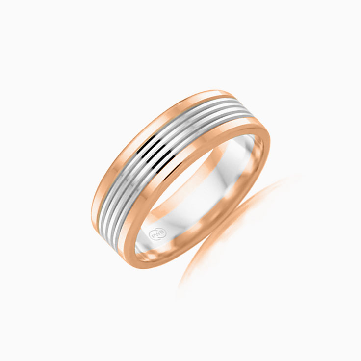 Two tone mens wedding ring 2T2703