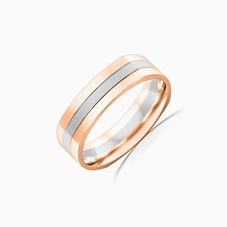 Two tone grooved mens ring 2T2978