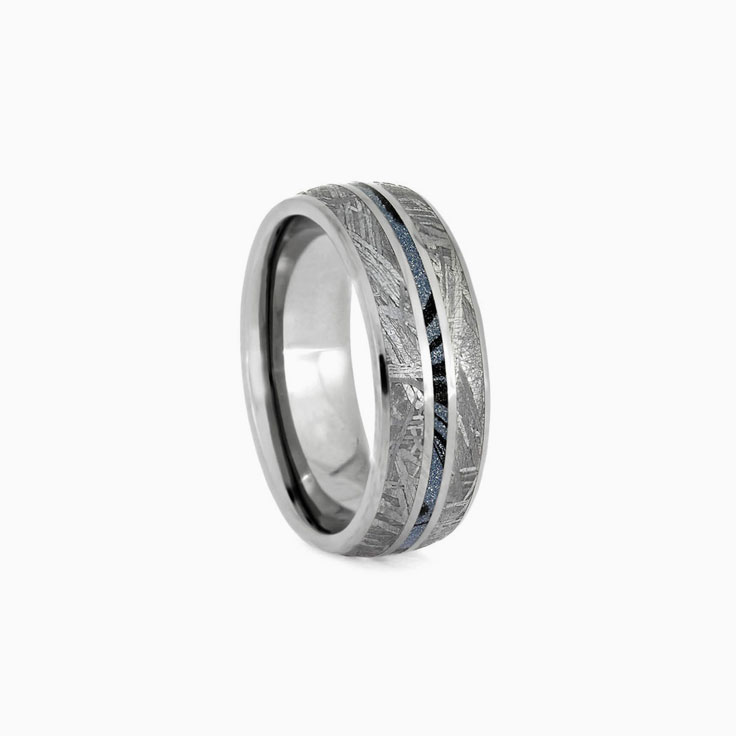 Mens Titanium Band With Mokume And Meteorite