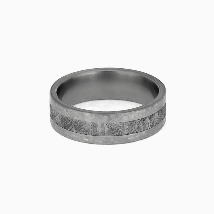 Mens Titanium Ring With Gibeon Meteorite