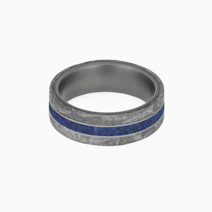 Meteorite and Blue Opal With Titanium