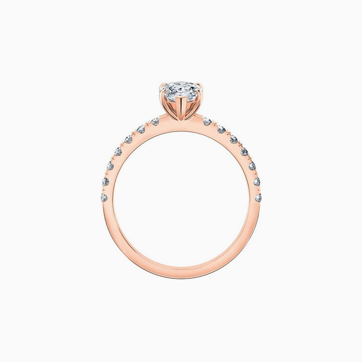 Marquise cut diamond engagement ring with diamond band