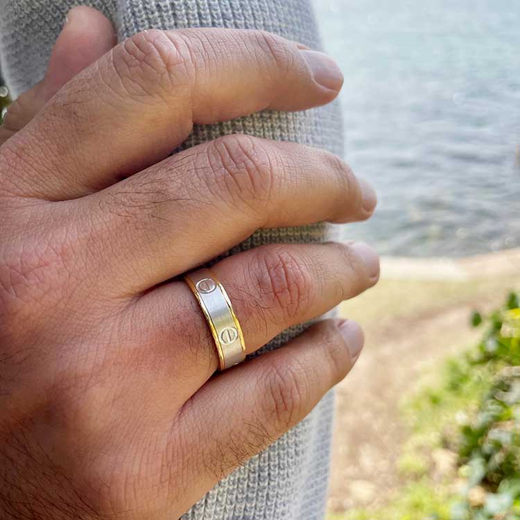 Two tone mens ring 5002