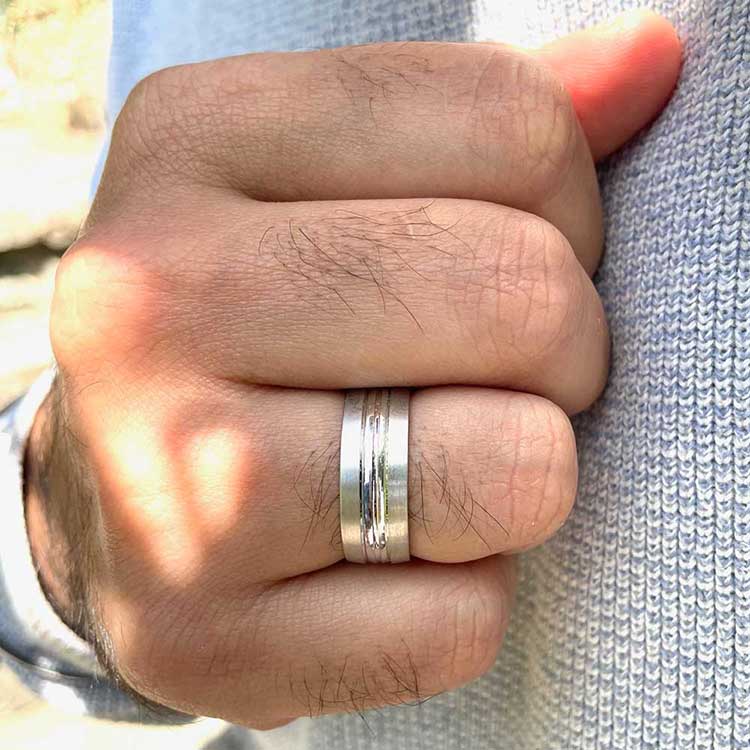 Two tone mens ring 3058