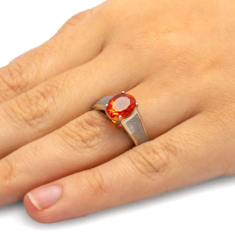 Meteorite And Opal Engagement Band