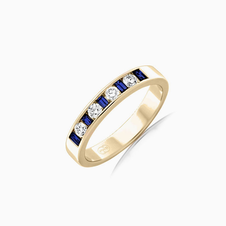 sapphire and diamond channel set