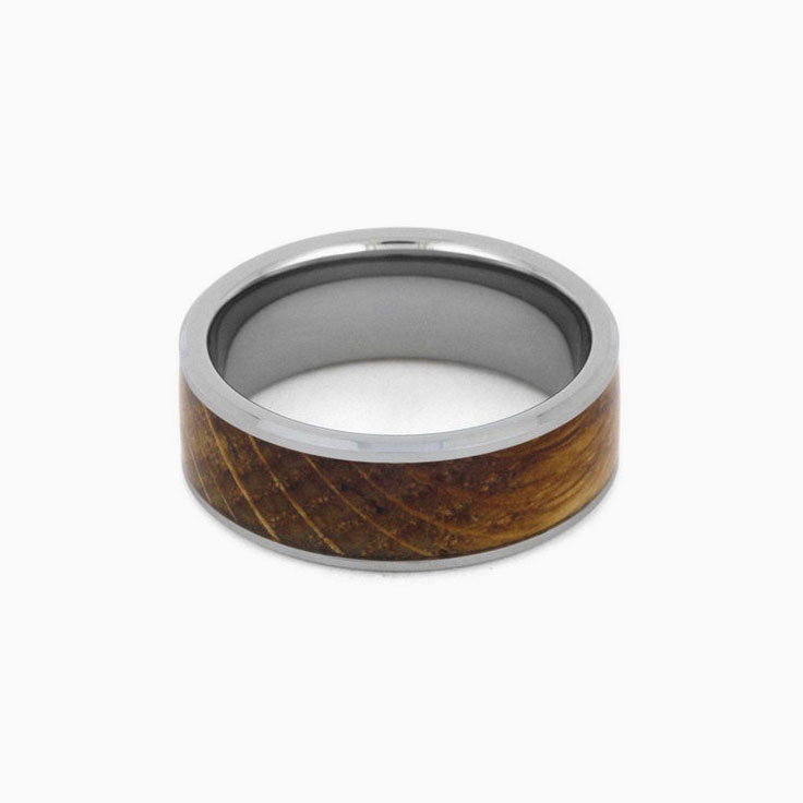 Mens Whiskey Barrel Oak Wood Ring
