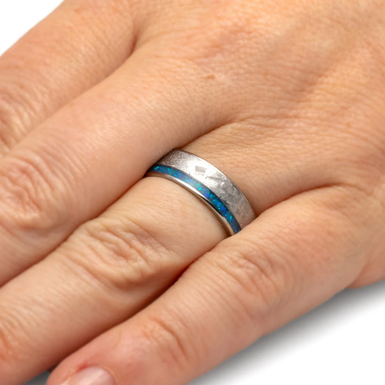Blue Opal Meteorite ring