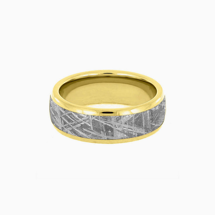 Mens Wedding Ring With Solid Gold And Meteorite
