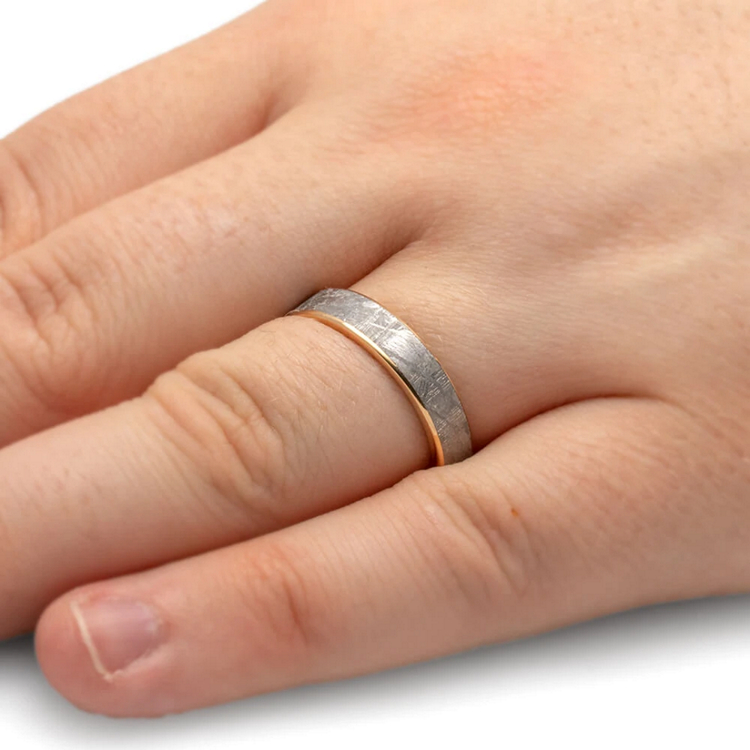 Gold Meteorite Wedding Ring