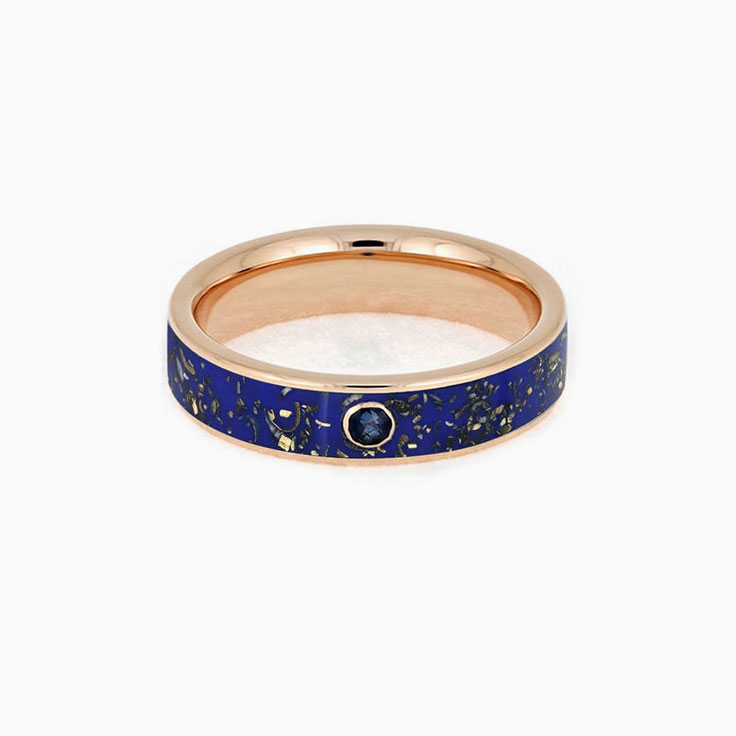 Rose Gold Sapphire Ring With Blue Stardust