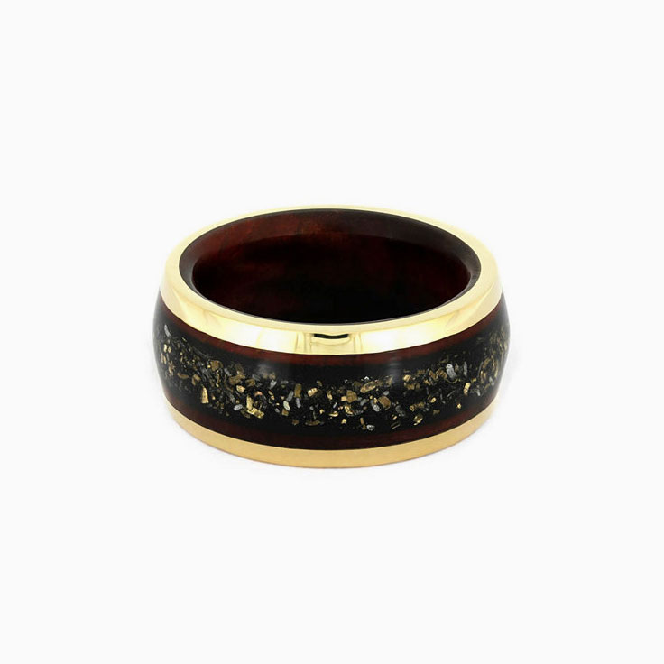 Black Stardust Band with wood and gold