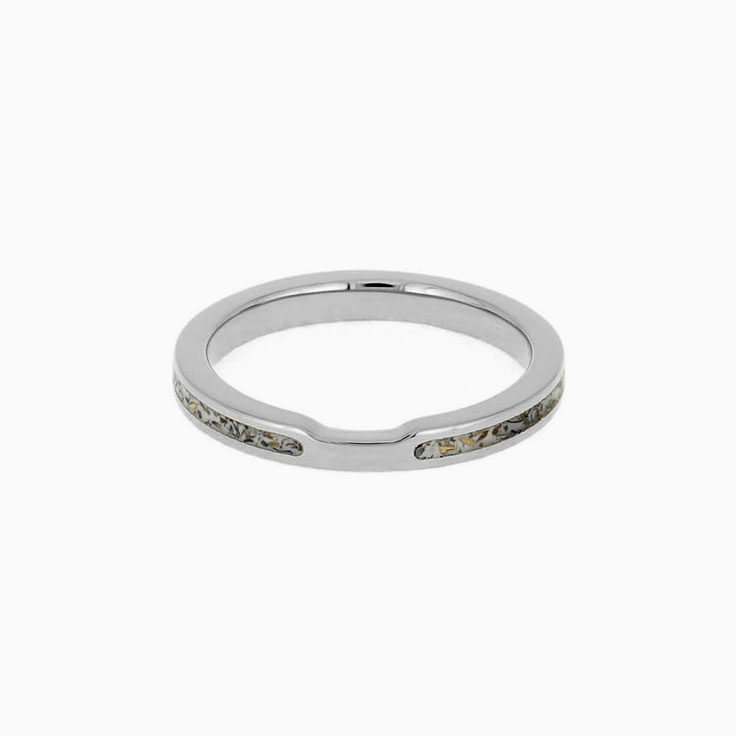 Womens White Stardust Wedding Band