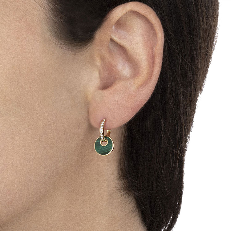 Malachite and Diamond Drop Earrings