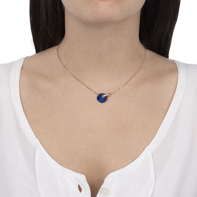 Blue Lapis Lazuli Necklace With Diamonds