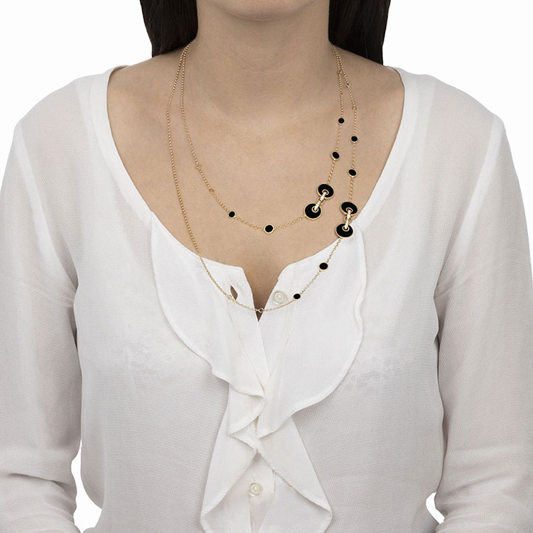 Black Onyx and Diamond Gemstone Necklace