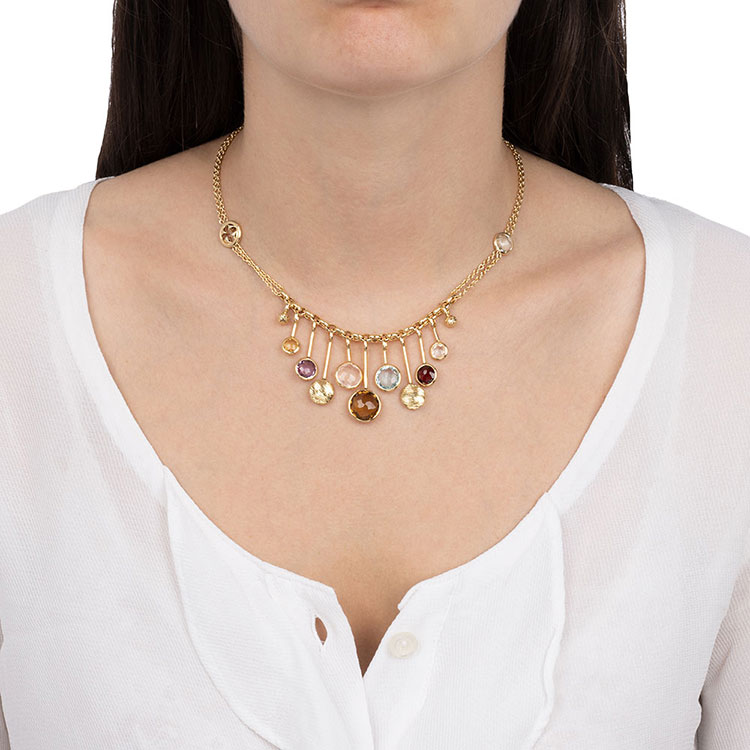 Double Chain Gemstone Necklace