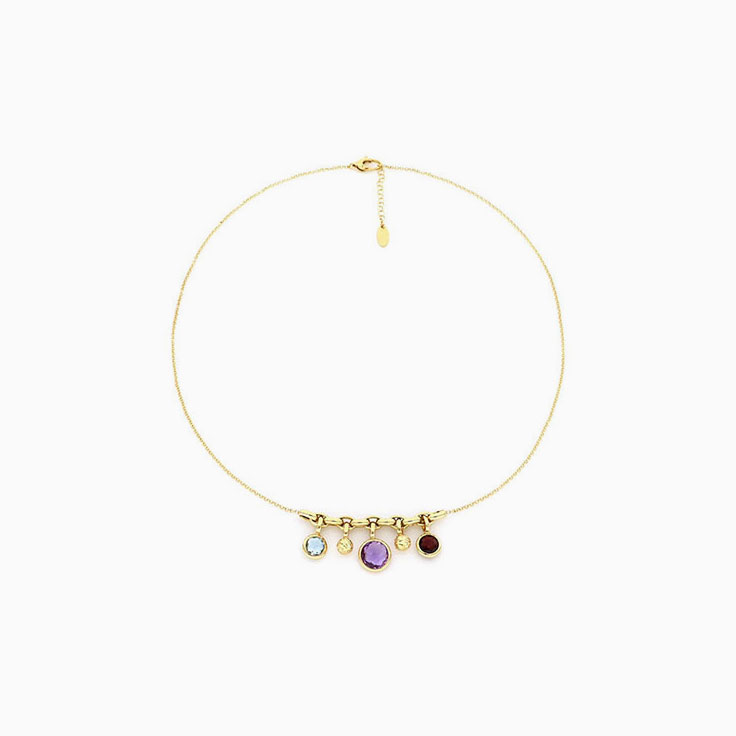 Moon Necklace with Natural Stones