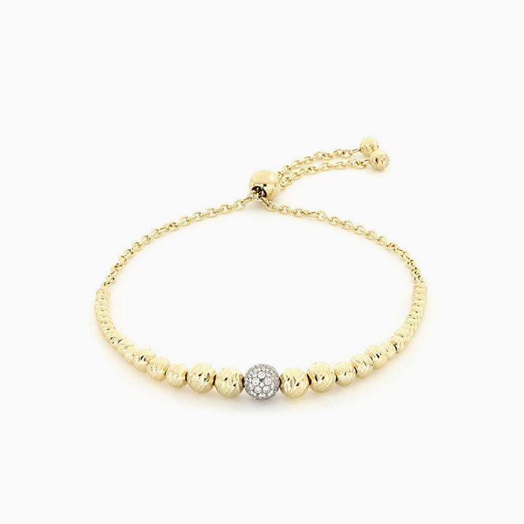 Yellow Gold Sphere Bracelet With Diamonds